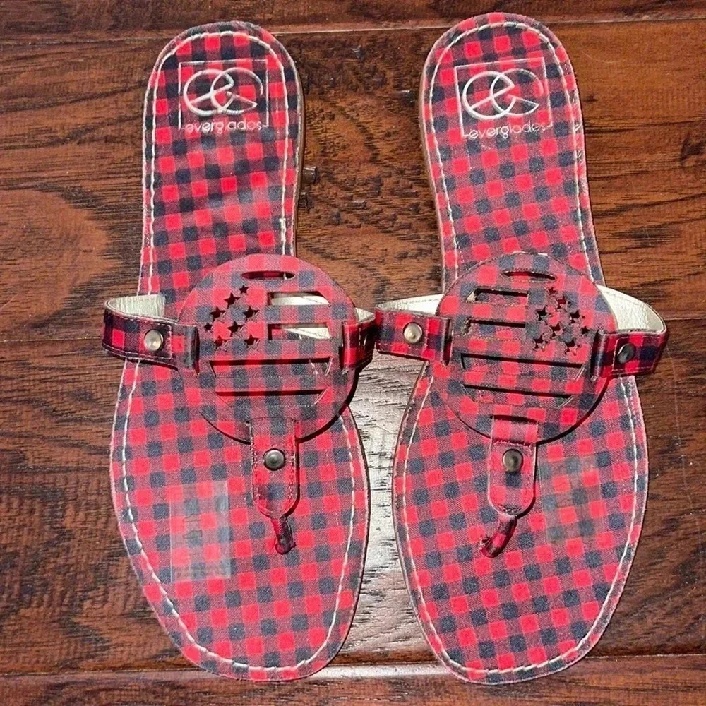 Everglades Buffalo Check Plaid Sandals 8